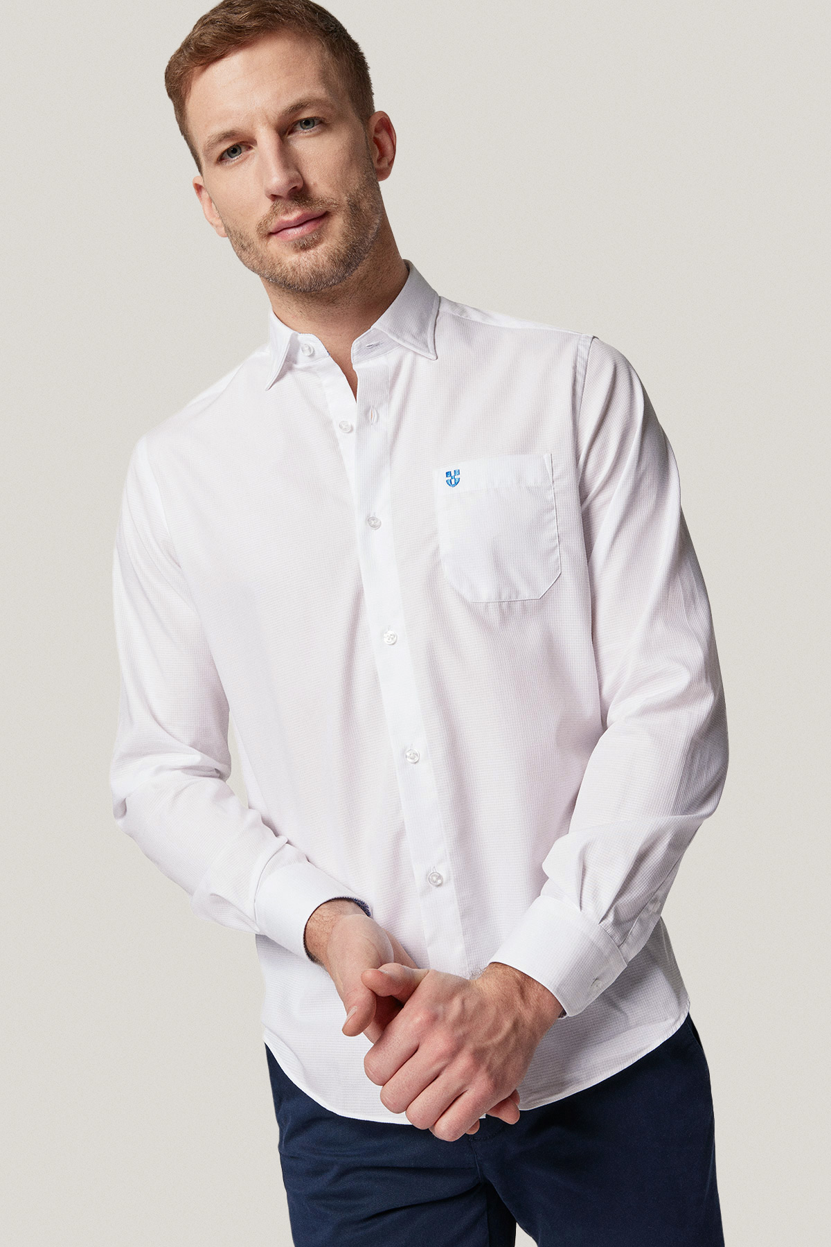 Koszula Biała z Bawełny z Długim Rękawem PM22