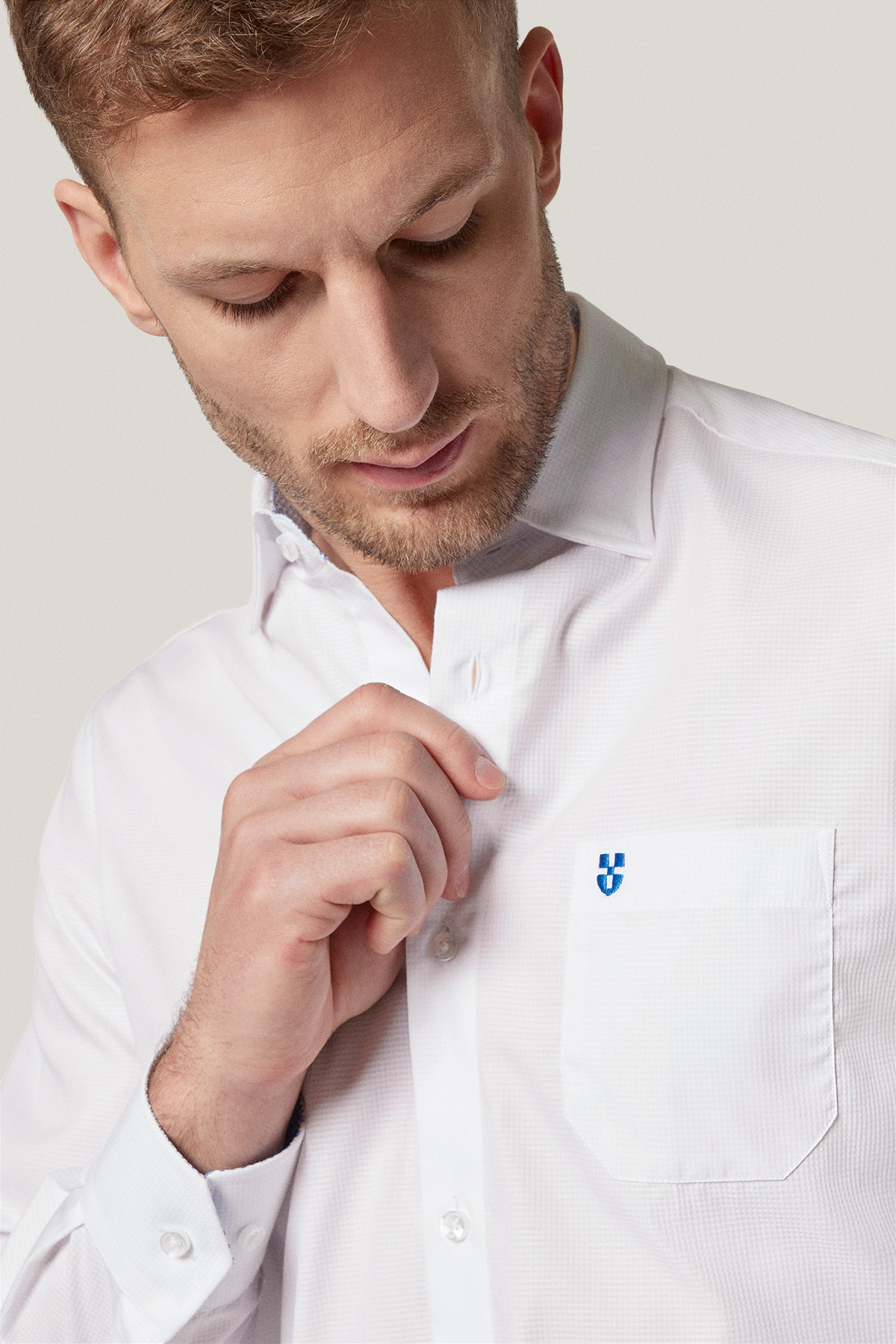 Koszula Biała z Bawełny z Długim Rękawem PM22