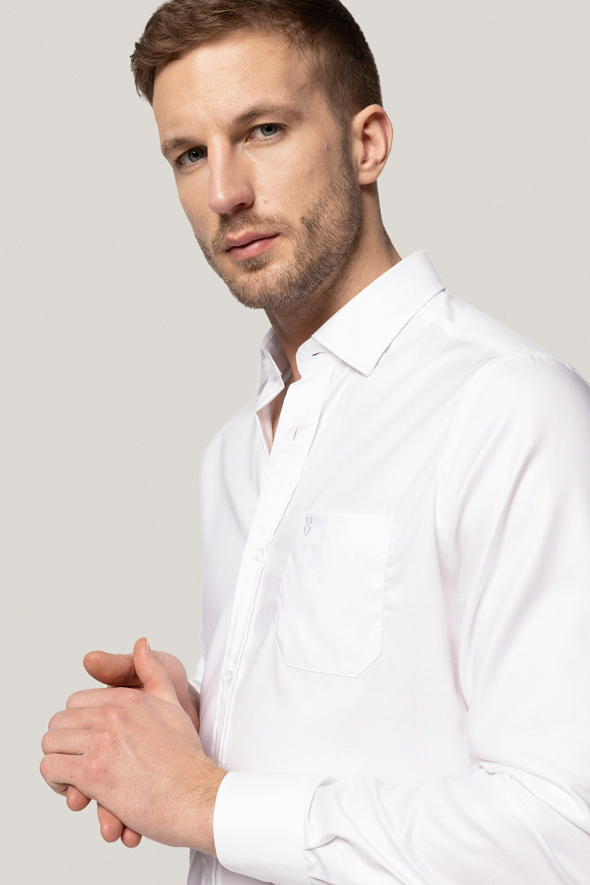 Koszula Biała z Bawełny z Długim Rękawem PM23