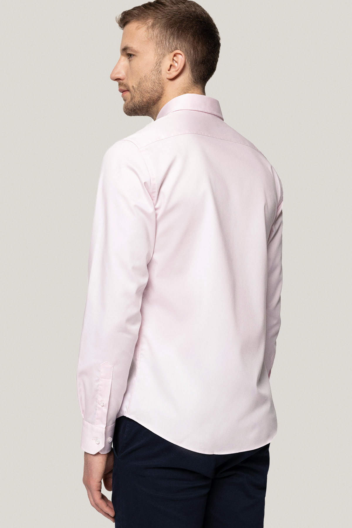 Koszula Jasnoróżowa z Bawełny z Długim Rękawem PM25