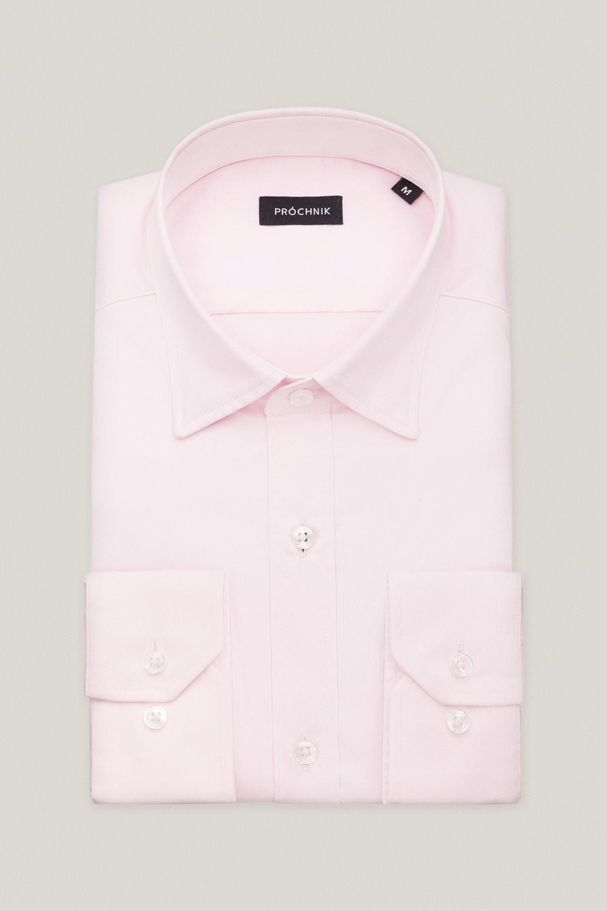 Koszula Jasnoróżowa z Bawełny z Długim Rękawem PM25