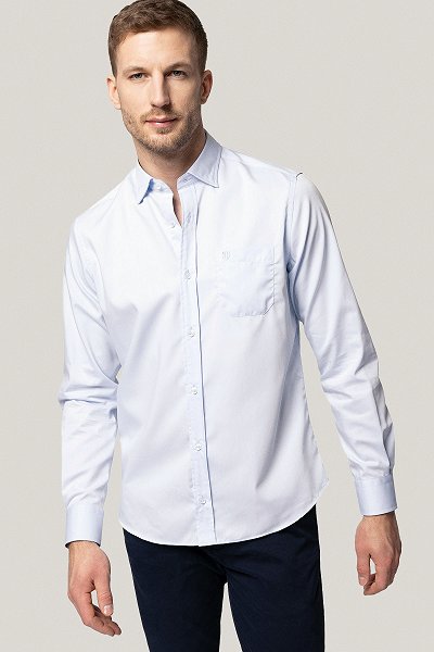 Koszula Błękitna z Bawełny z Długim Rękawem PM26