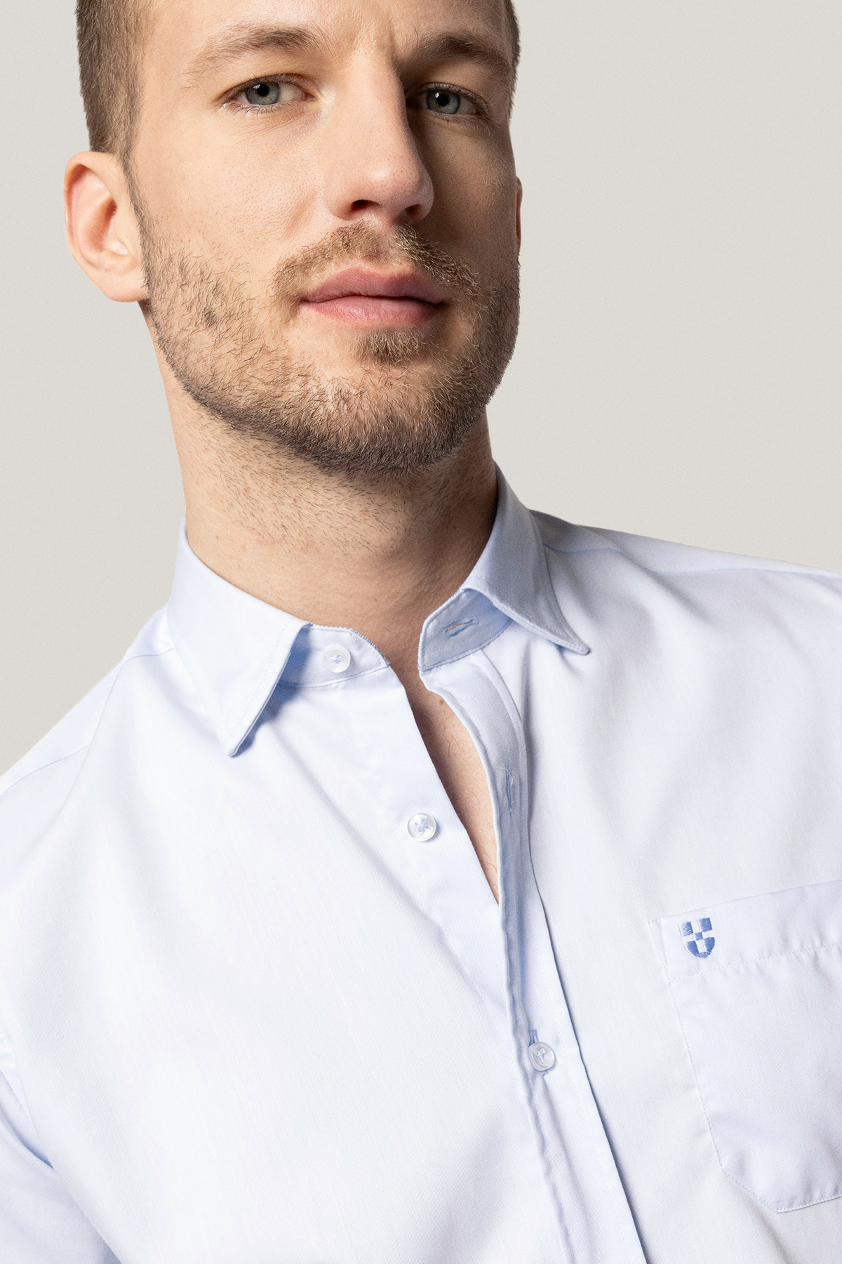 Koszula Błękitna z Bawełny z Długim Rękawem PM26