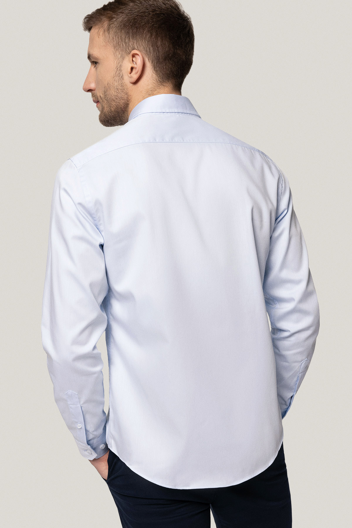 Koszula Błękitna z Bawełny z Długim Rękawem PM26