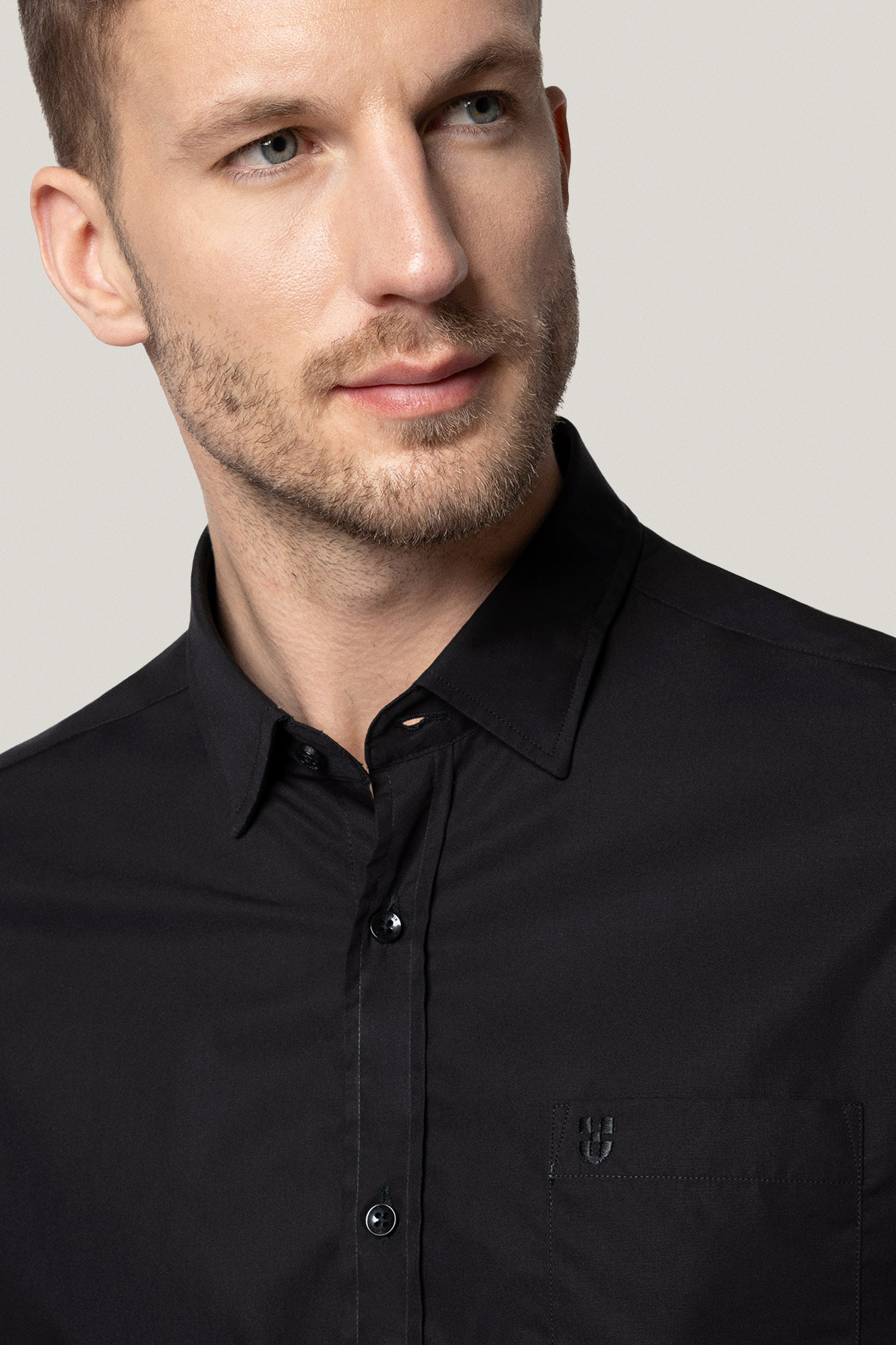 Koszula Czarna z Bawełny z Długim Rękawem PM3