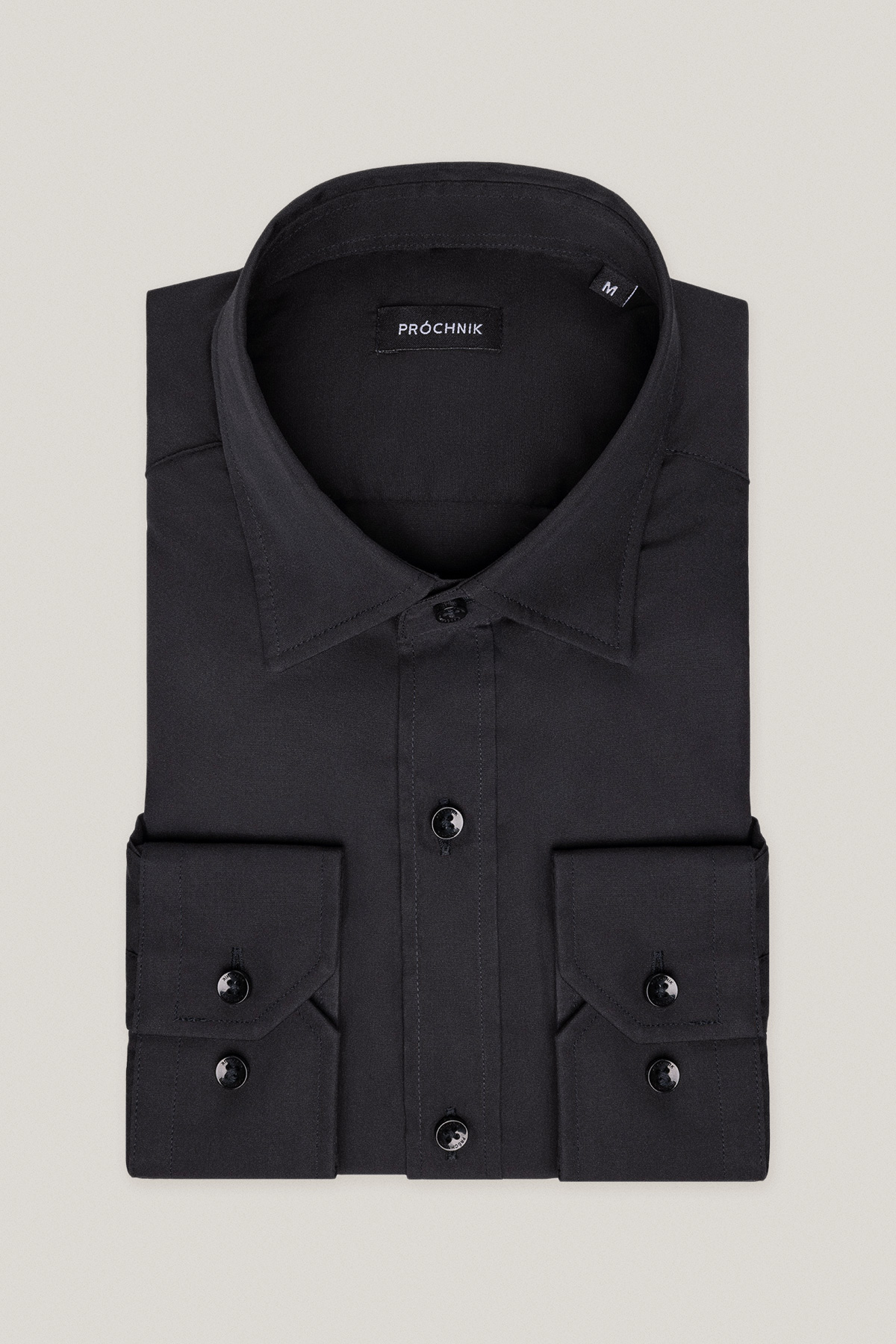 Koszula Czarna z Bawełny z Długim Rękawem PM3