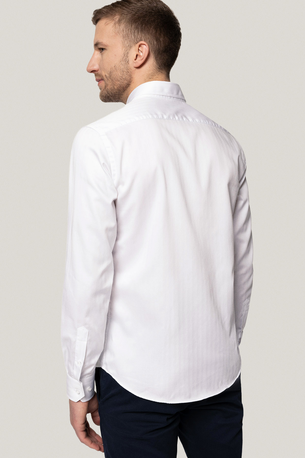 Koszula Biała z Bawełny z Długim Rękawem PM30