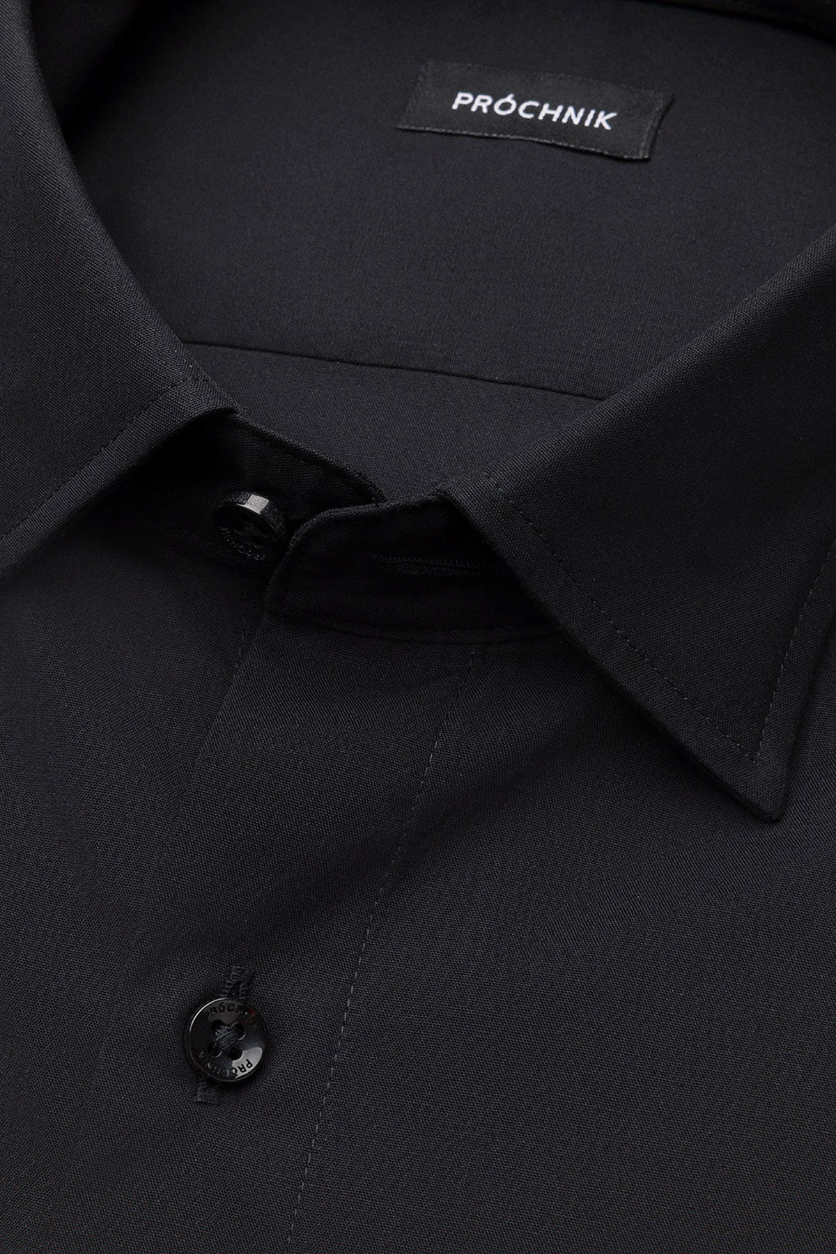 Koszula Czarna z Bawełny z Długim Rękawem PM34