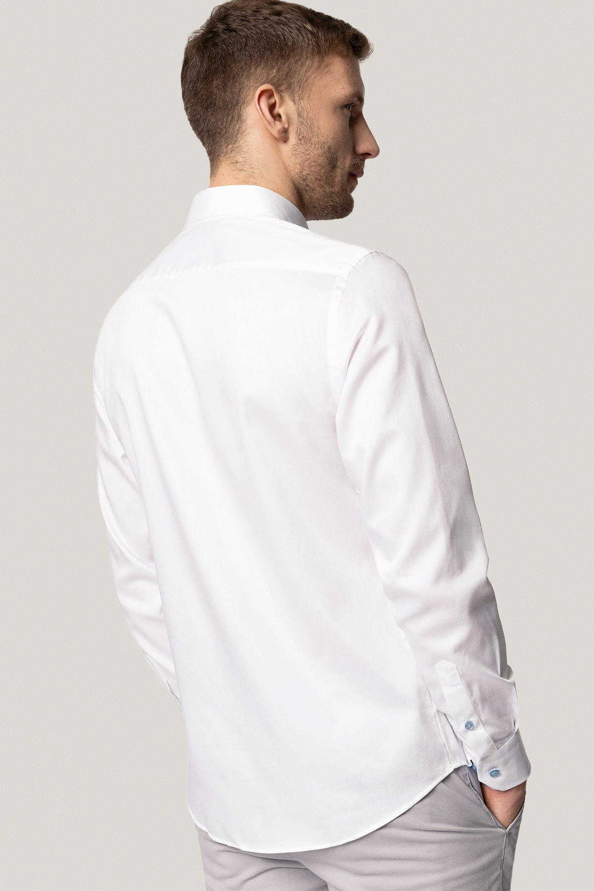 Koszula Biała z Bawełny z Długim Rękawem PM35