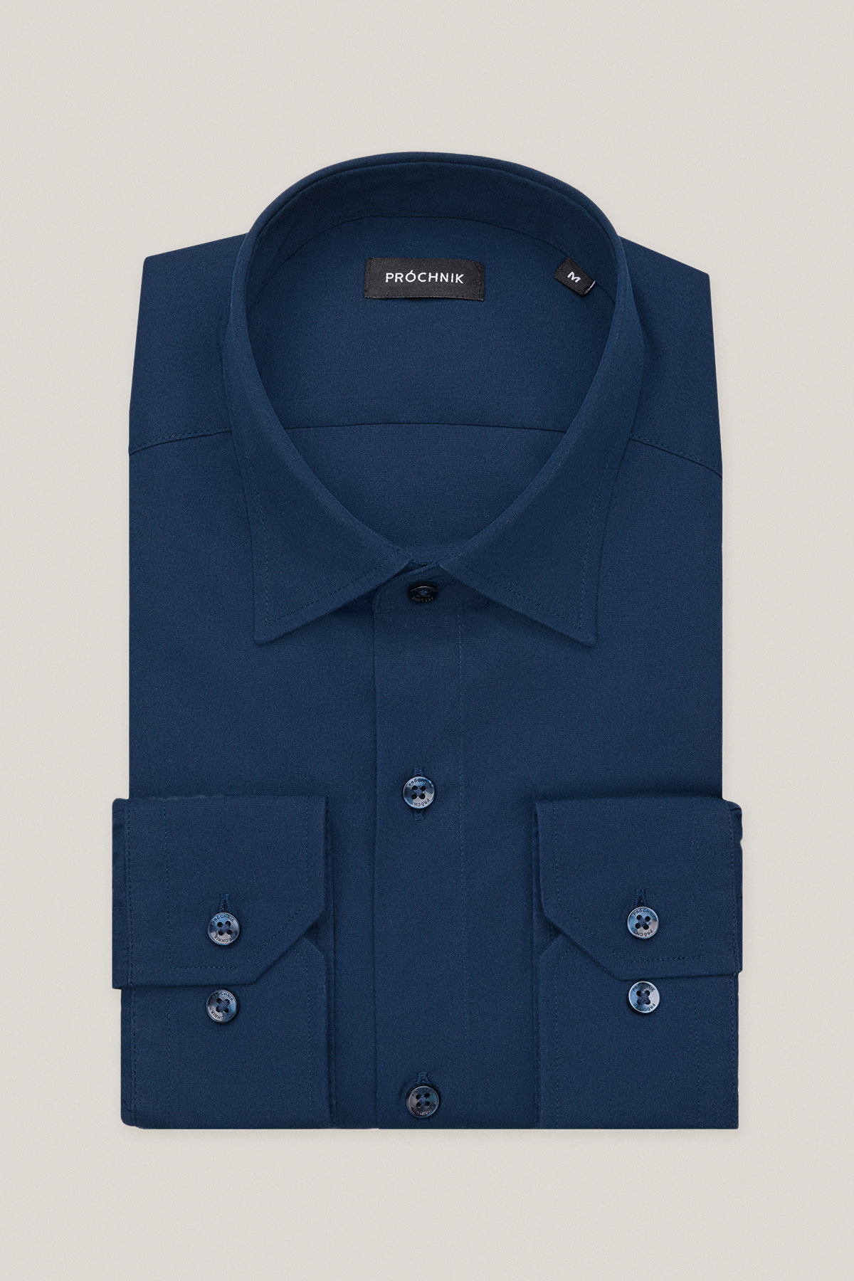 Koszula Granatowa z Bawełny z Długim Rękawem PM4