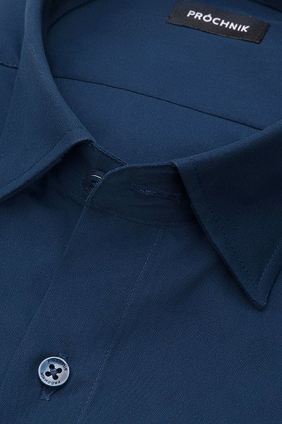 Koszula Granatowa z Bawełny z Długim Rękawem PM4