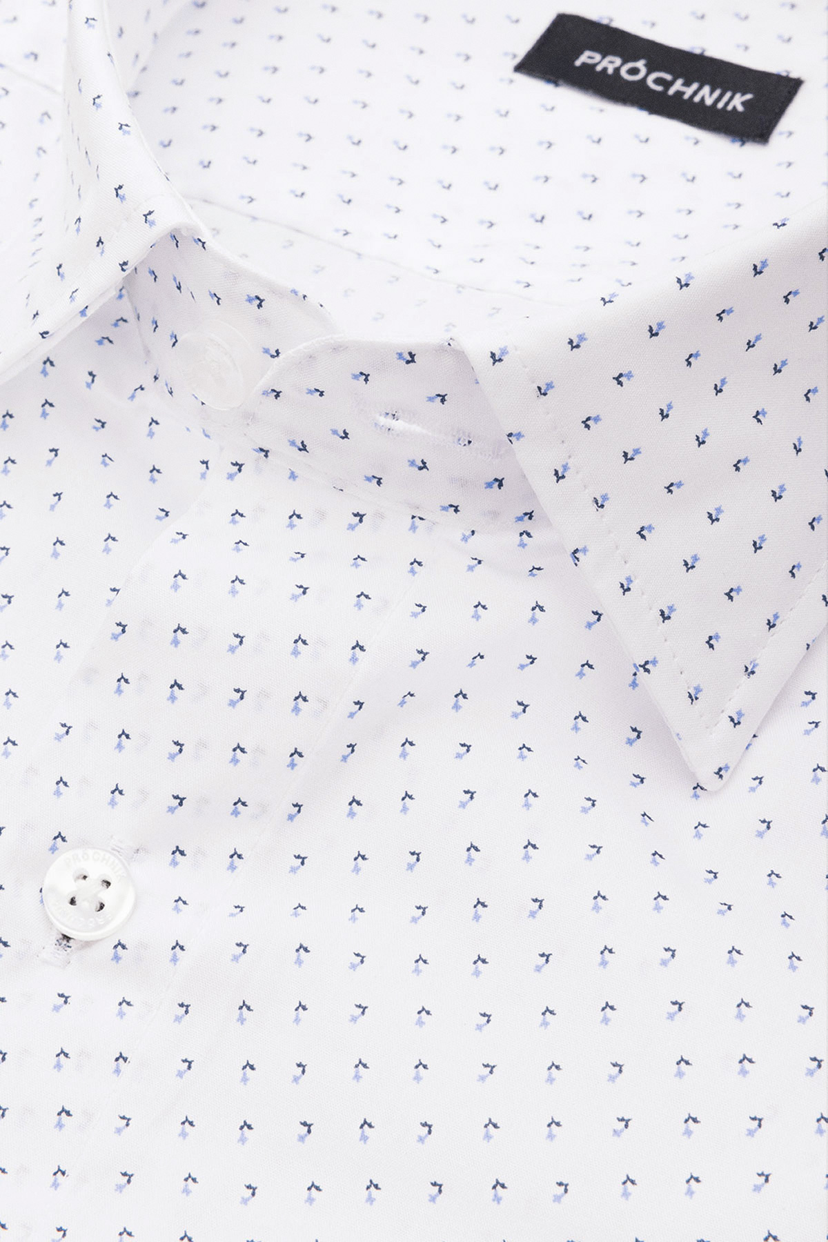 Koszula Biała z Bawełny z Długim Rękawem z Mikrowzorem PM7