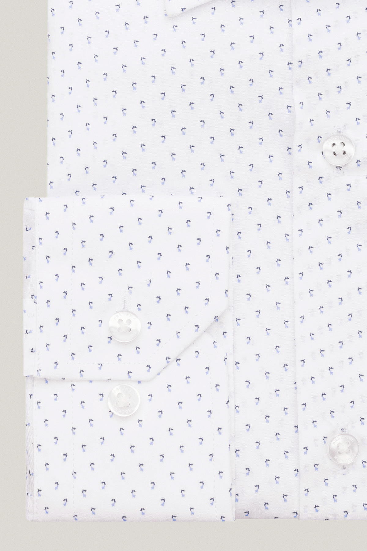 Koszula Biała z Bawełny z Długim Rękawem z Mikrowzorem PM7