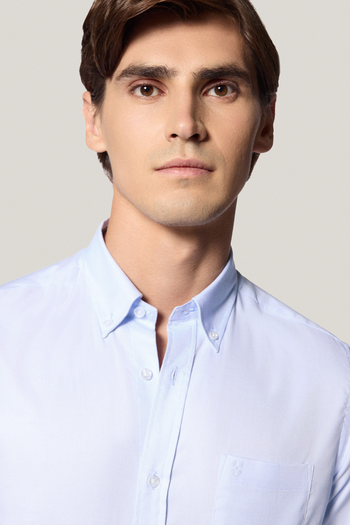 Koszula Błękitna z Bawełny z Długim Rękawem z Mikrowzorem PM36