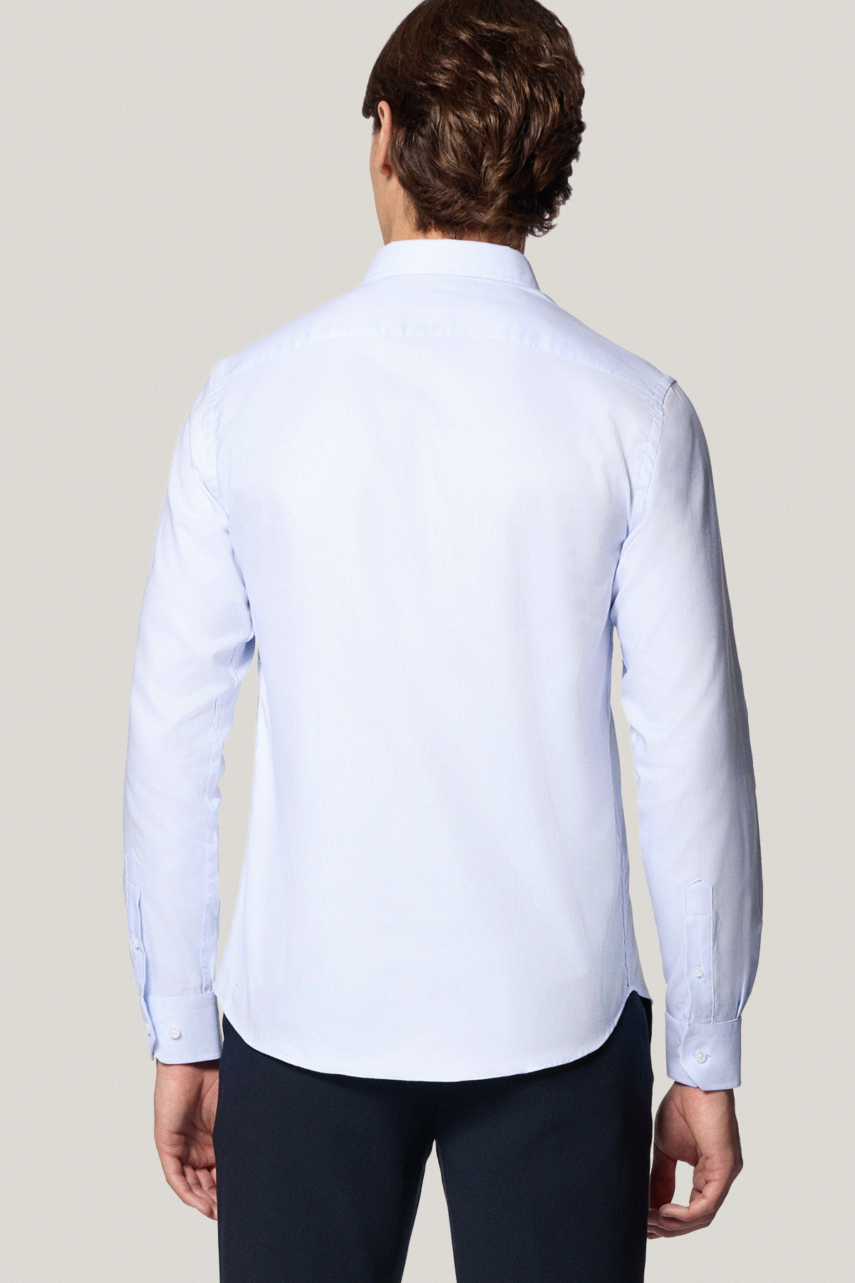 Koszula Błękitna z Bawełny z Długim Rękawem z Mikrowzorem PM36