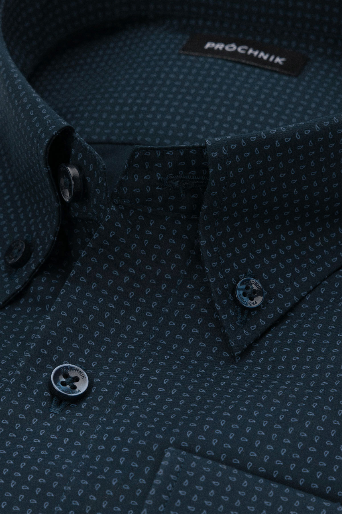 Koszula Granatowa z Bawełny z Długim Rękawem Paisley PM11