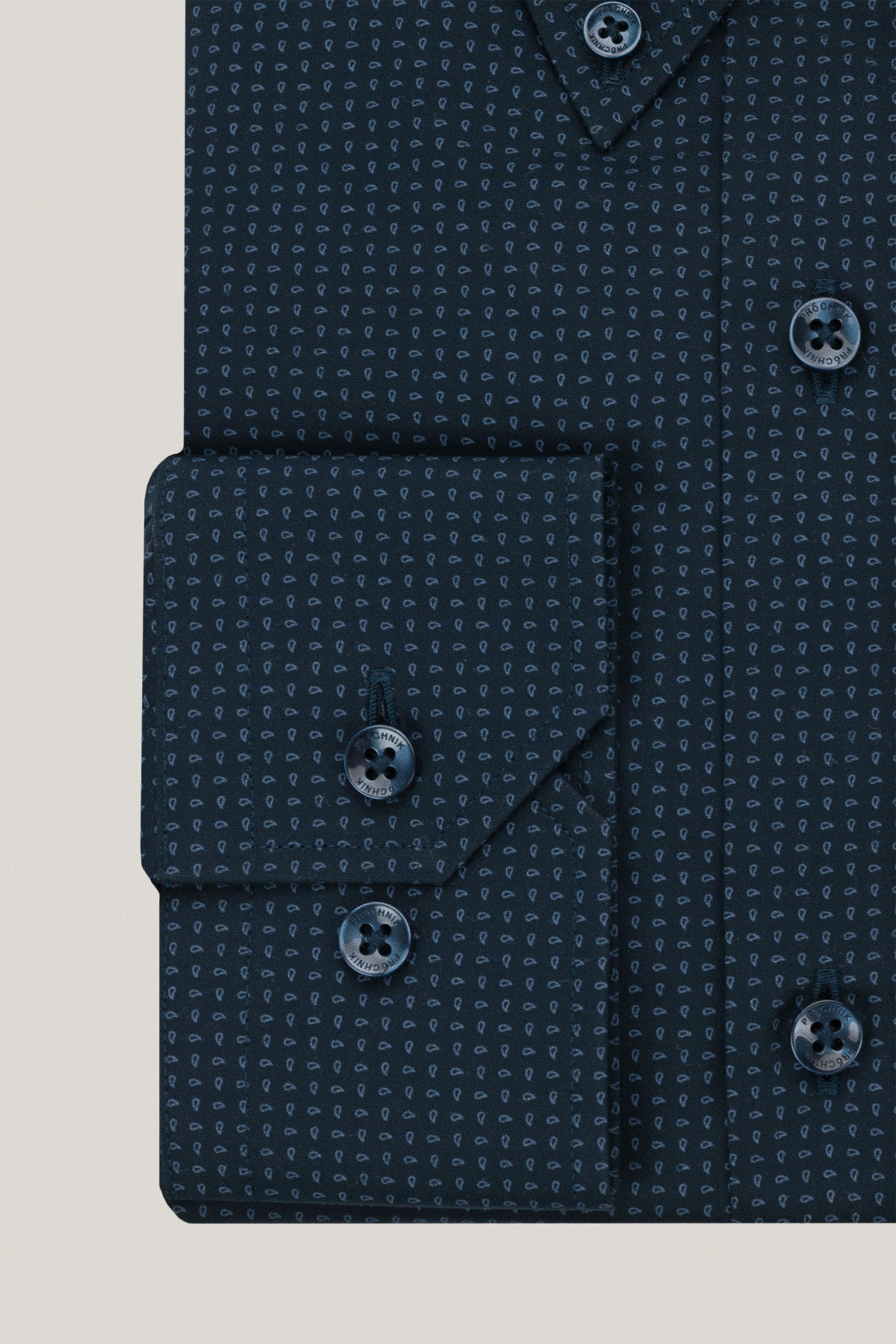 Koszula Granatowa z Bawełny z Długim Rękawem Paisley PM11