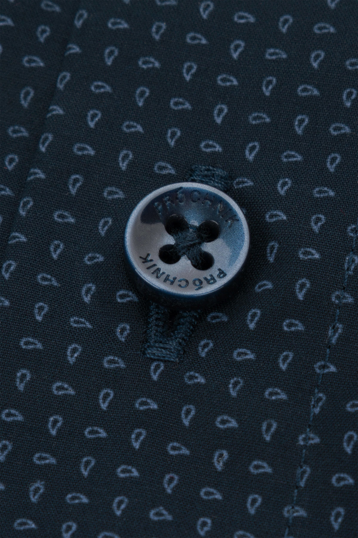 Koszula Granatowa z Bawełny z Długim Rękawem Paisley PM11