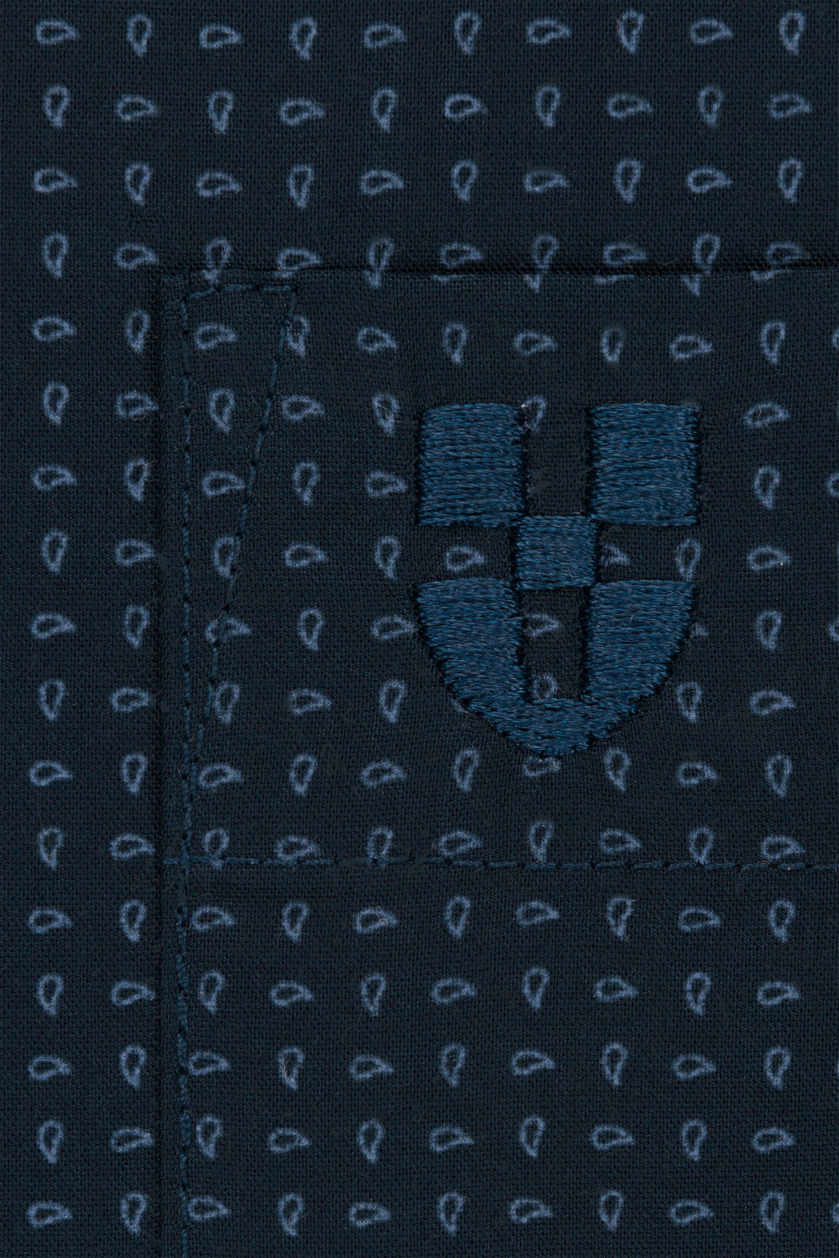 Koszula Granatowa z Bawełny z Długim Rękawem Paisley PM11