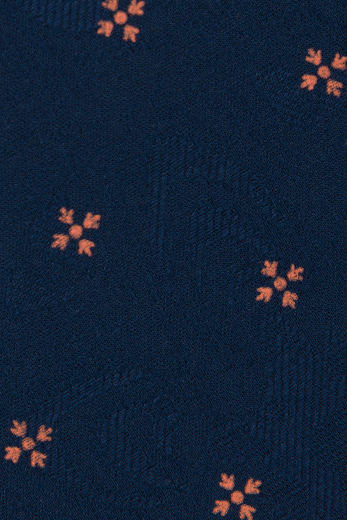 Koszula Granatowa z Bawełny z Długim Rękawem ze Wzorem PM17