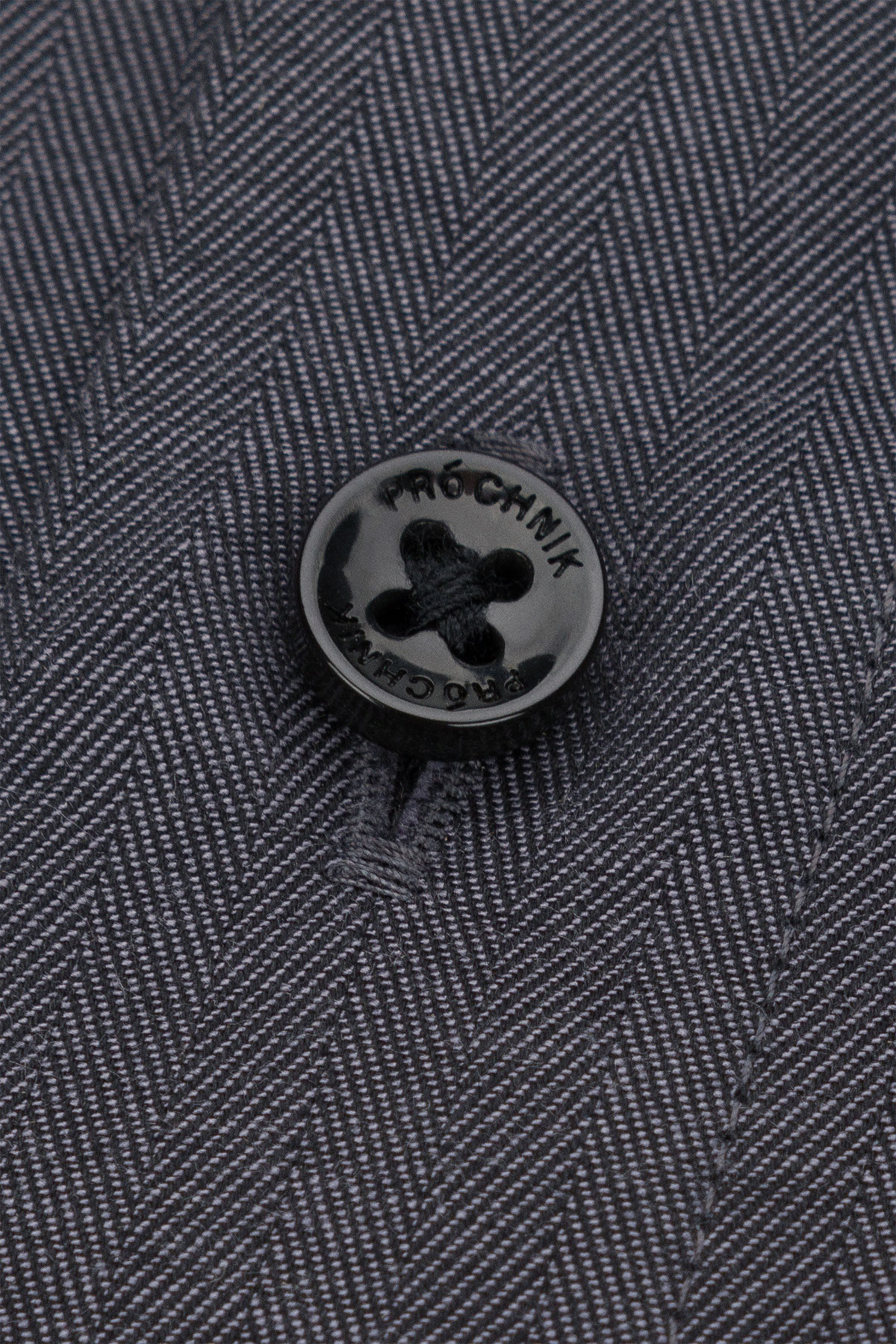 Koszula Grafitowa z Bawełny z Długim Rękawem ze Wzorem Jodełki PM32