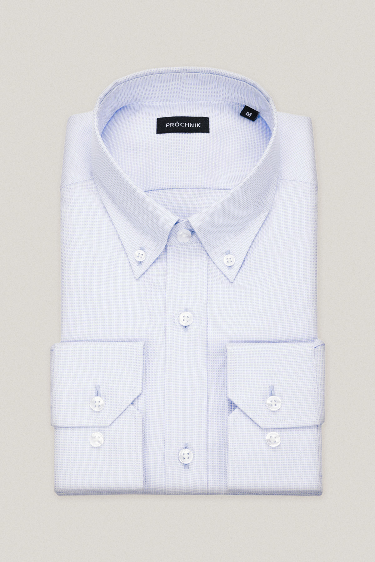 Koszula Błękitna z Bawełny z Długim Rękawem z Mikrowzorem PM36