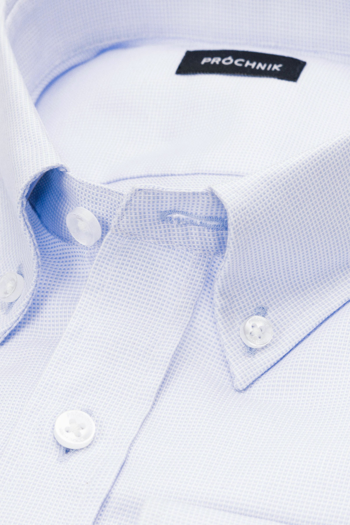 Koszula Błękitna z Bawełny z Długim Rękawem z Mikrowzorem PM36