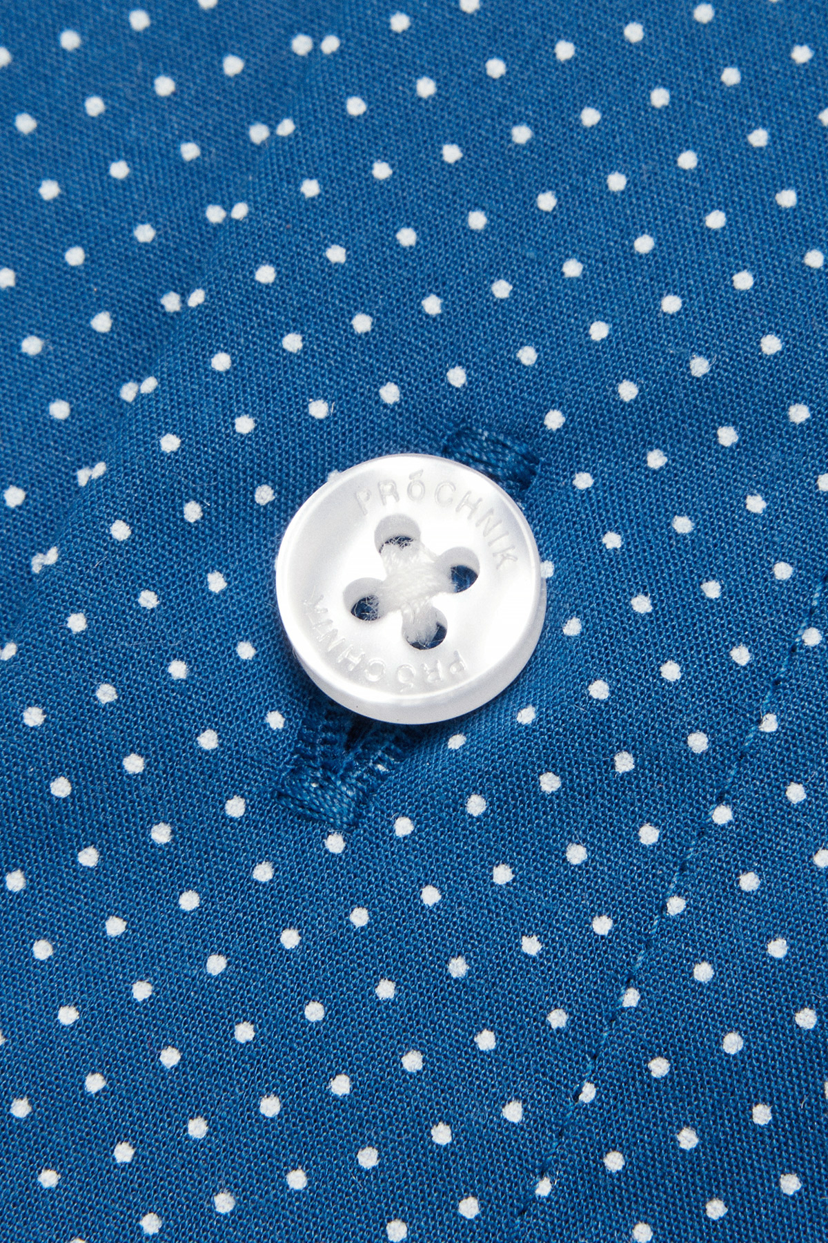 Koszula Niebieska z Bawełny z Długim Rękawem w Kropki PM40