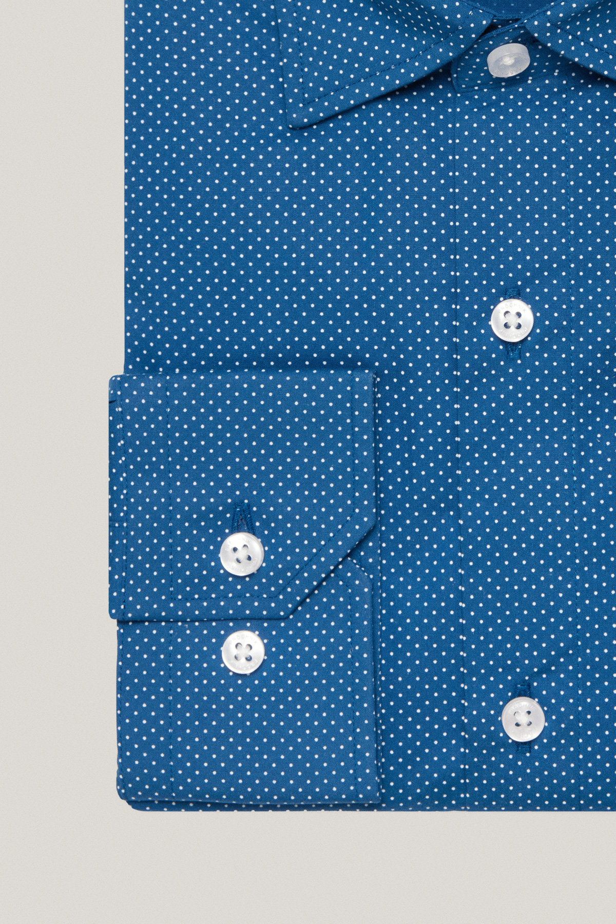 Koszula Niebieska z Bawełny z Długim Rękawem w Kropki PM40