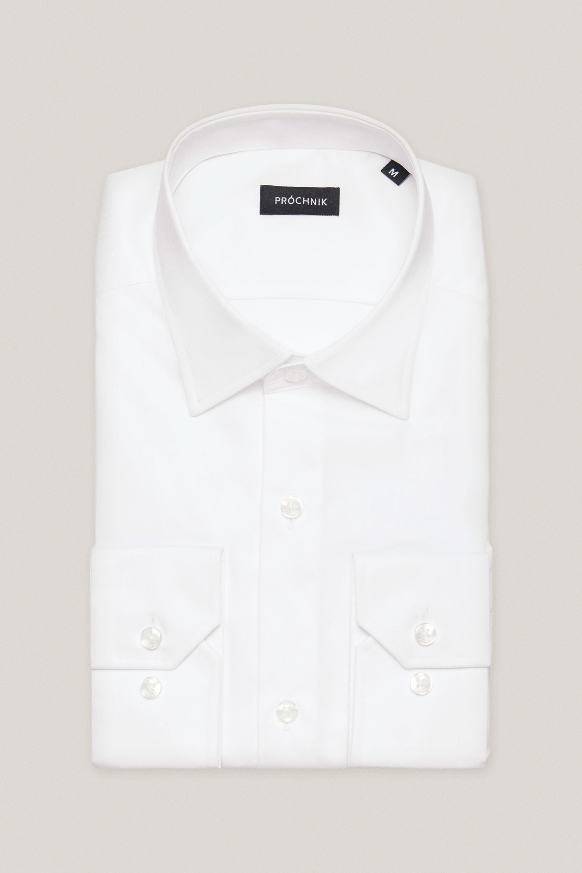 Koszula Biała z Bawełny z Długim Rękawem PM45