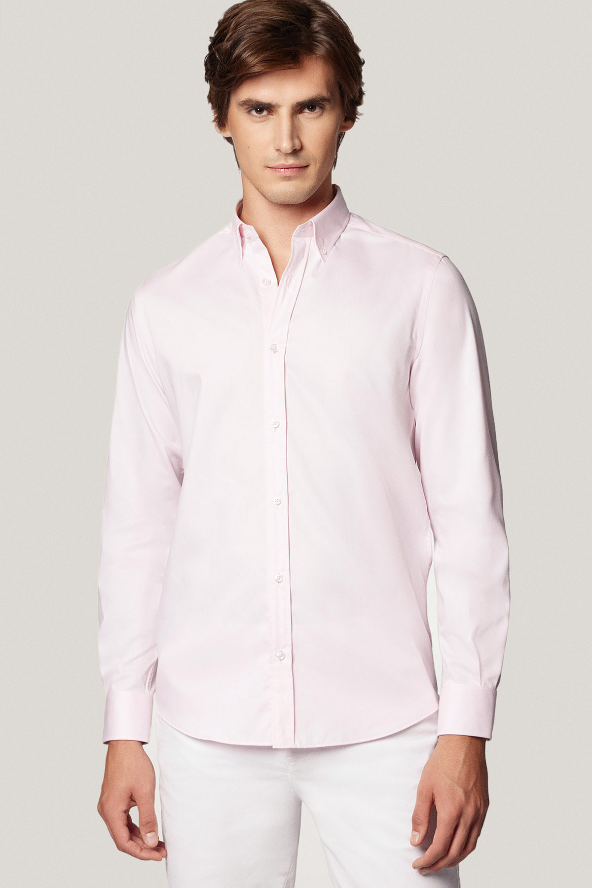 Koszula Różowa z Bawełny z Długim Rękawem PM46