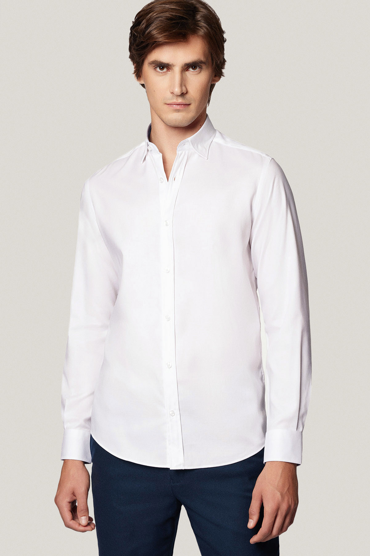 Koszula Biała z Bawełny z Długim Rękawem PM47