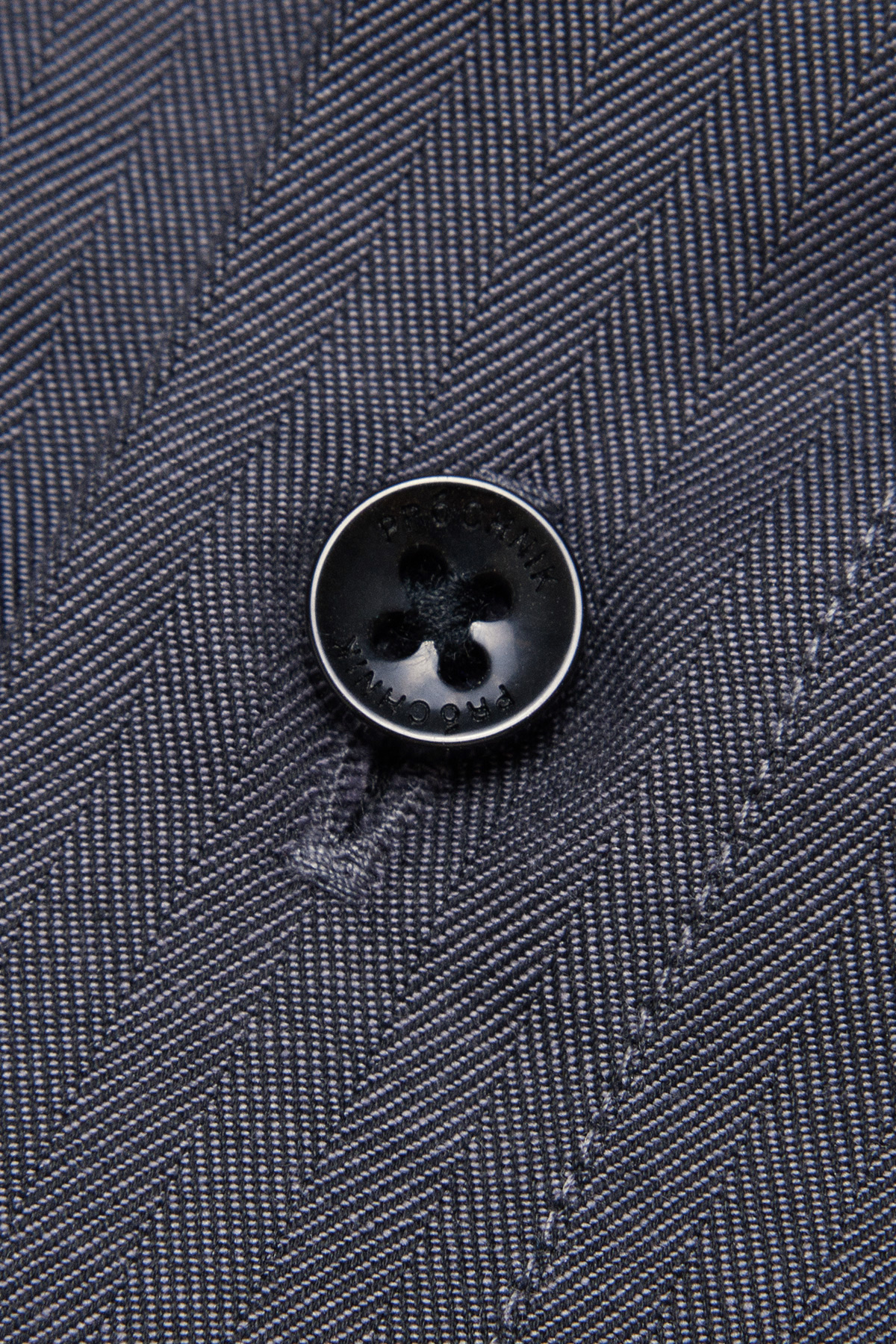 Koszula Szara z Bawełny z Długim Rękawem w Jodełkę PM48