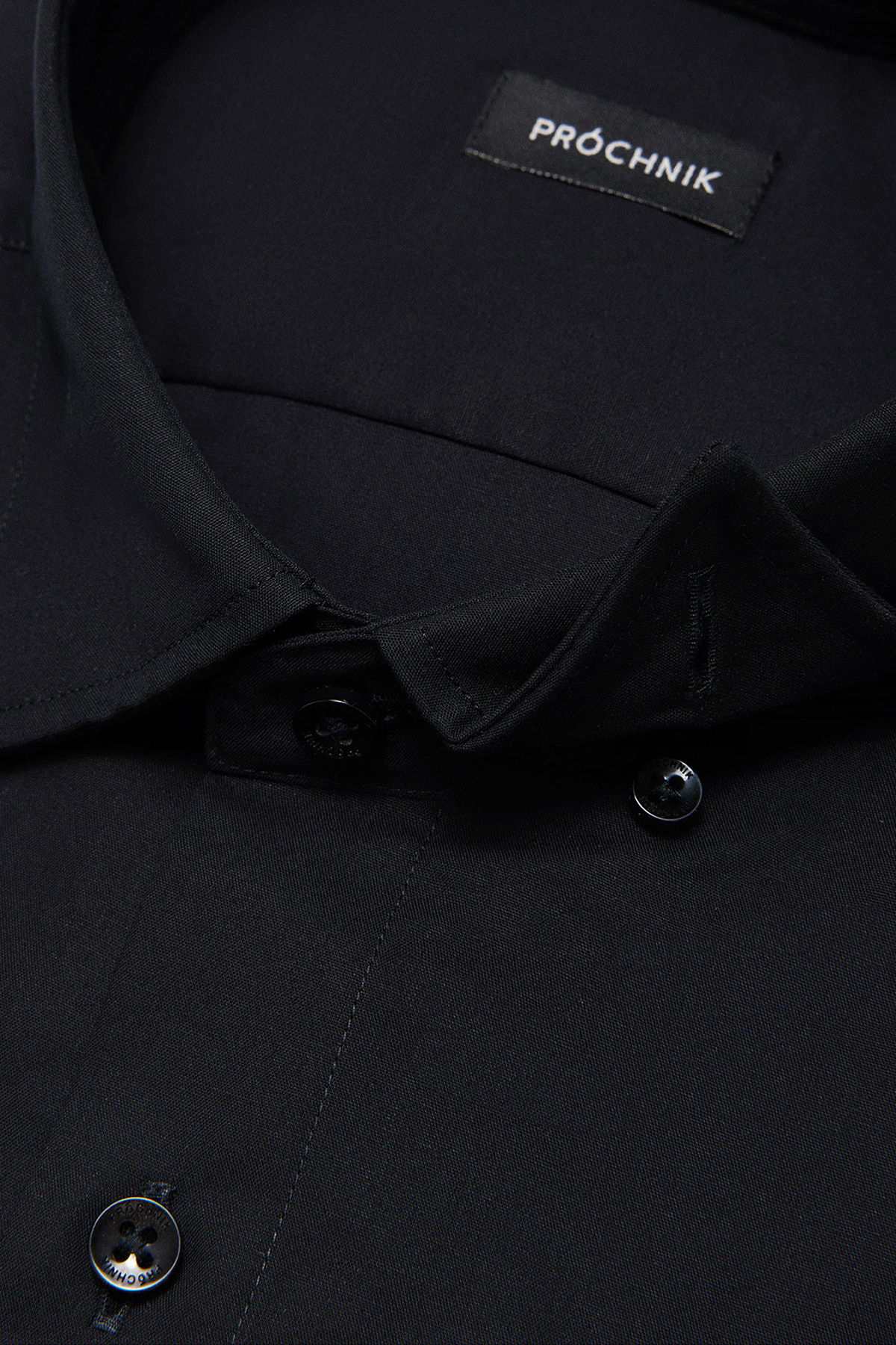 Koszula Czarna z Bawełny z Długim Rękawem PM50