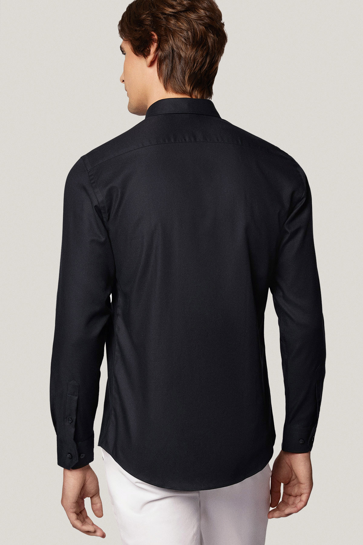 Koszula Czarna z Bawełny z Długim Rękawem PM51