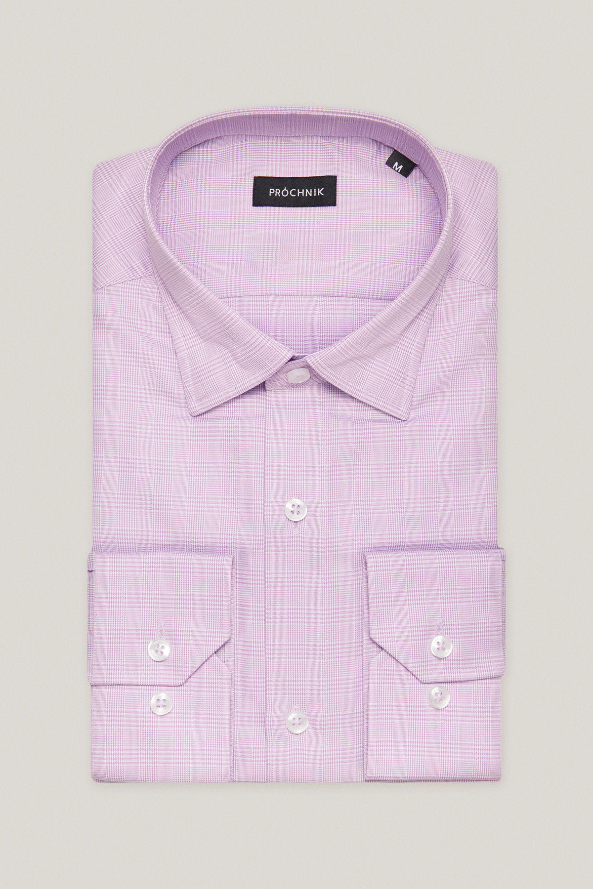 Koszula Wrzosowa z Bawełny z Długim Rękawem w Kratę PM54