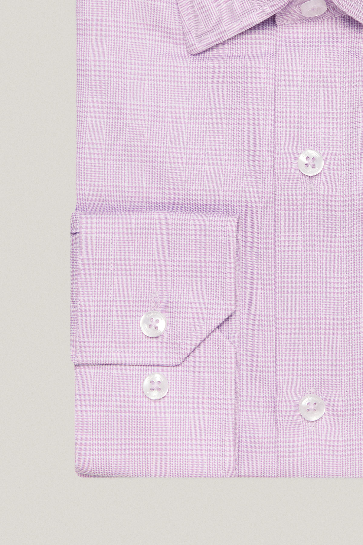 Koszula Wrzosowa z Bawełny z Długim Rękawem w Kratę PM54