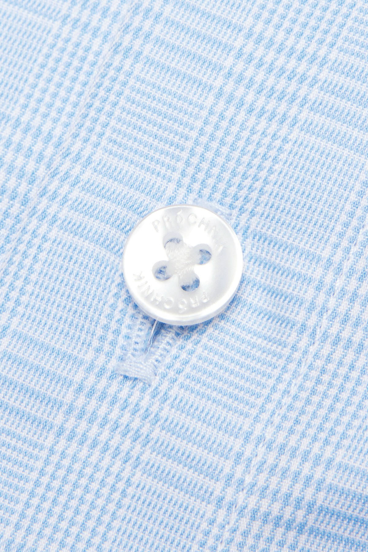 Koszula Błękitna z Bawełny z Długim Rękawem w Kratę PM55