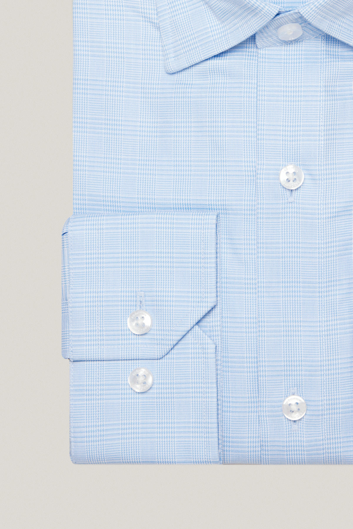 Koszula Błękitna z Bawełny z Długim Rękawem w Kratę PM55