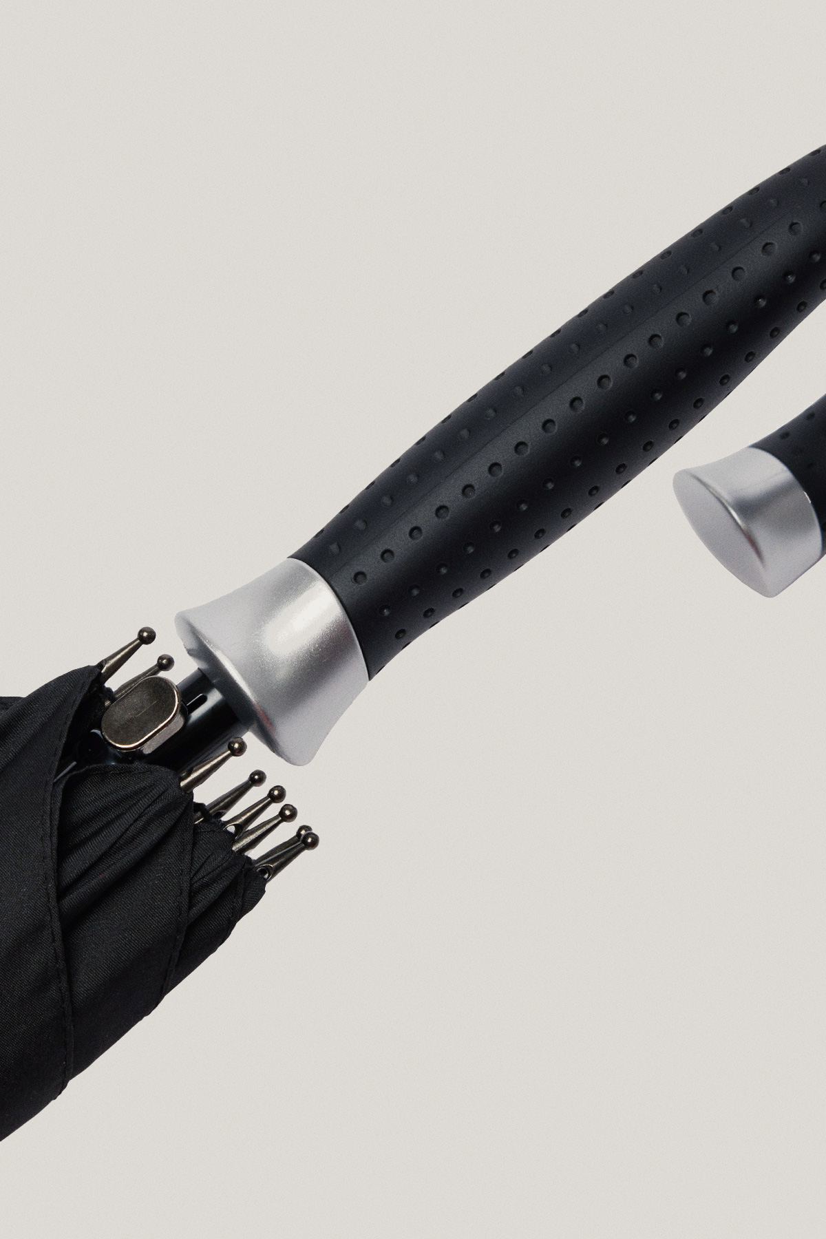 Czarny Duży Parasol ze Skórzaną Rączką PM3