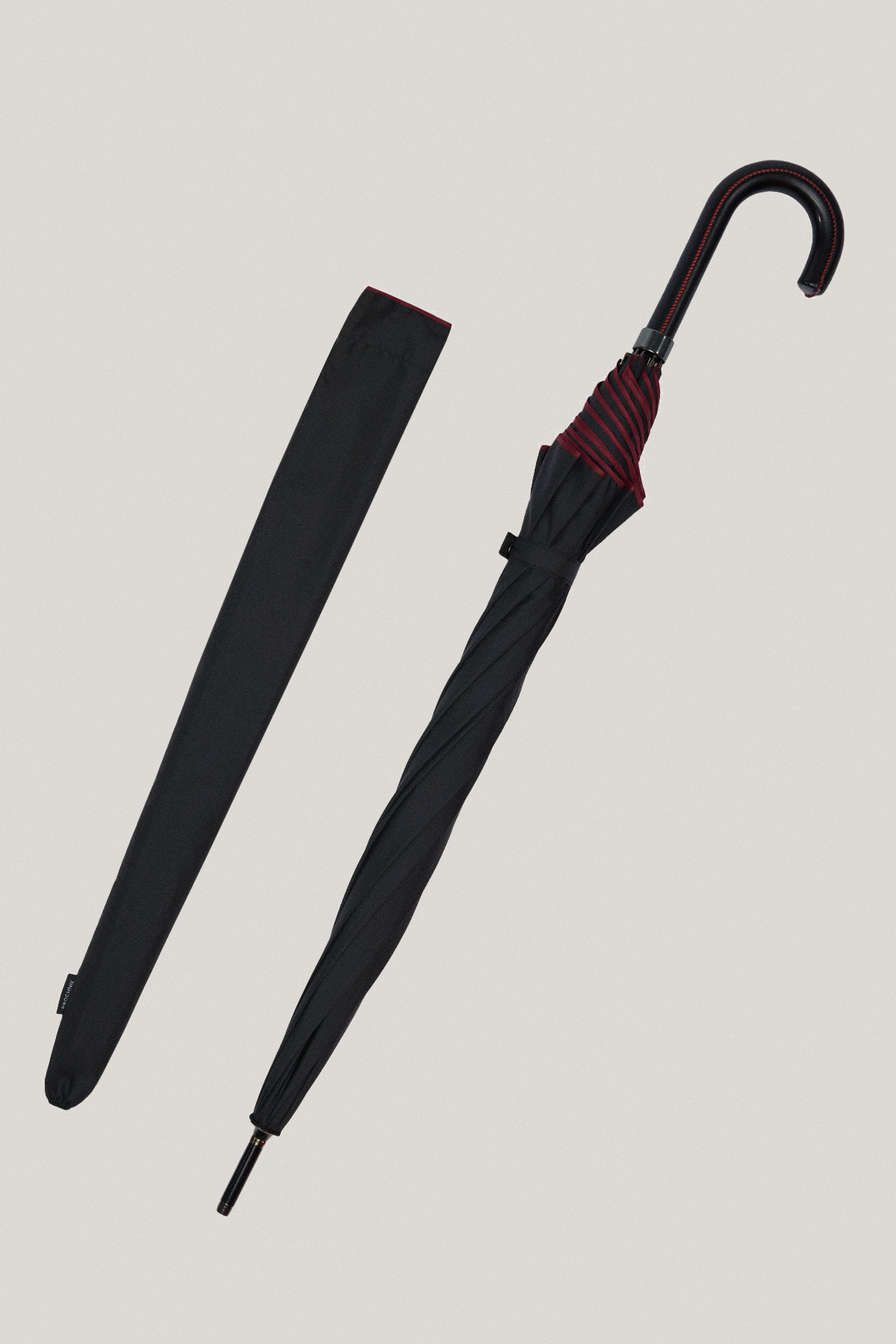 Parasol Duży Czarny z Bordową Lamówką PM4