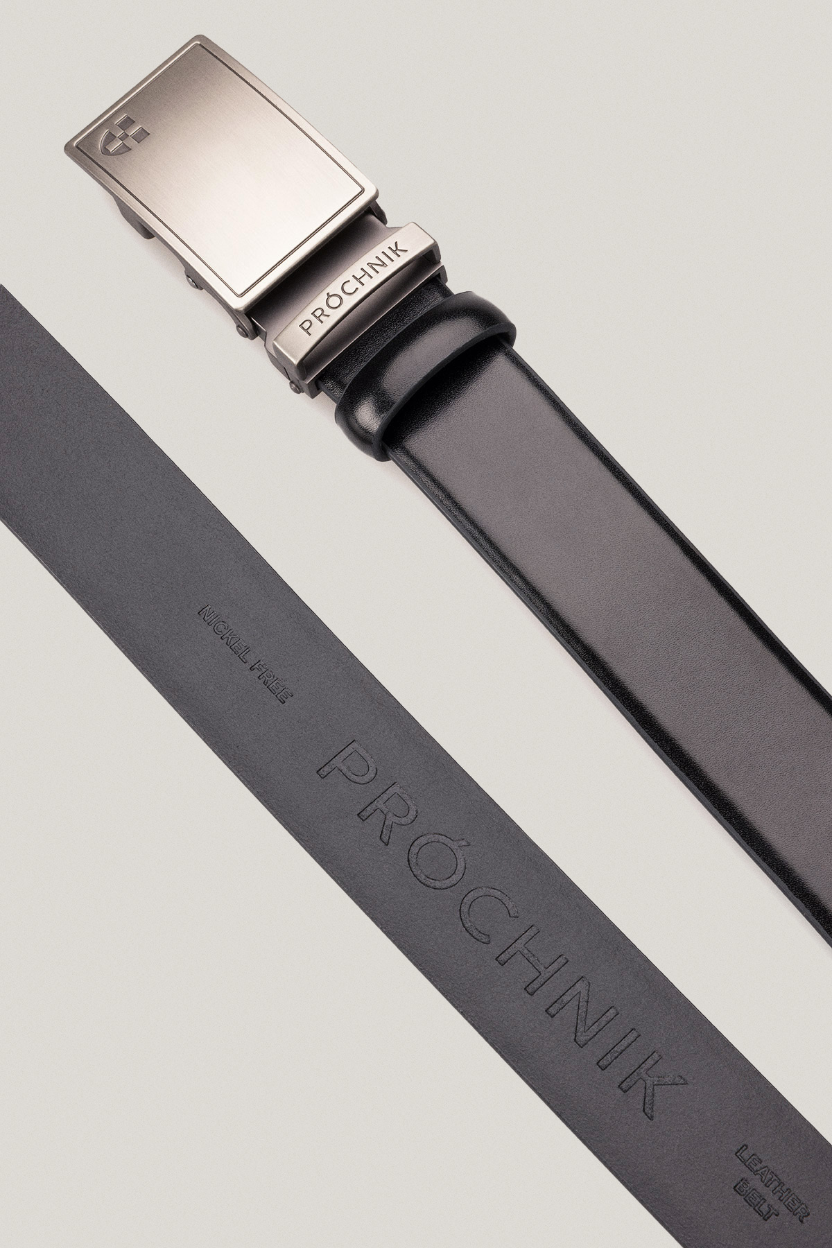 Pasek Skórzany Czarny z Klamrą Automatyczną PM1