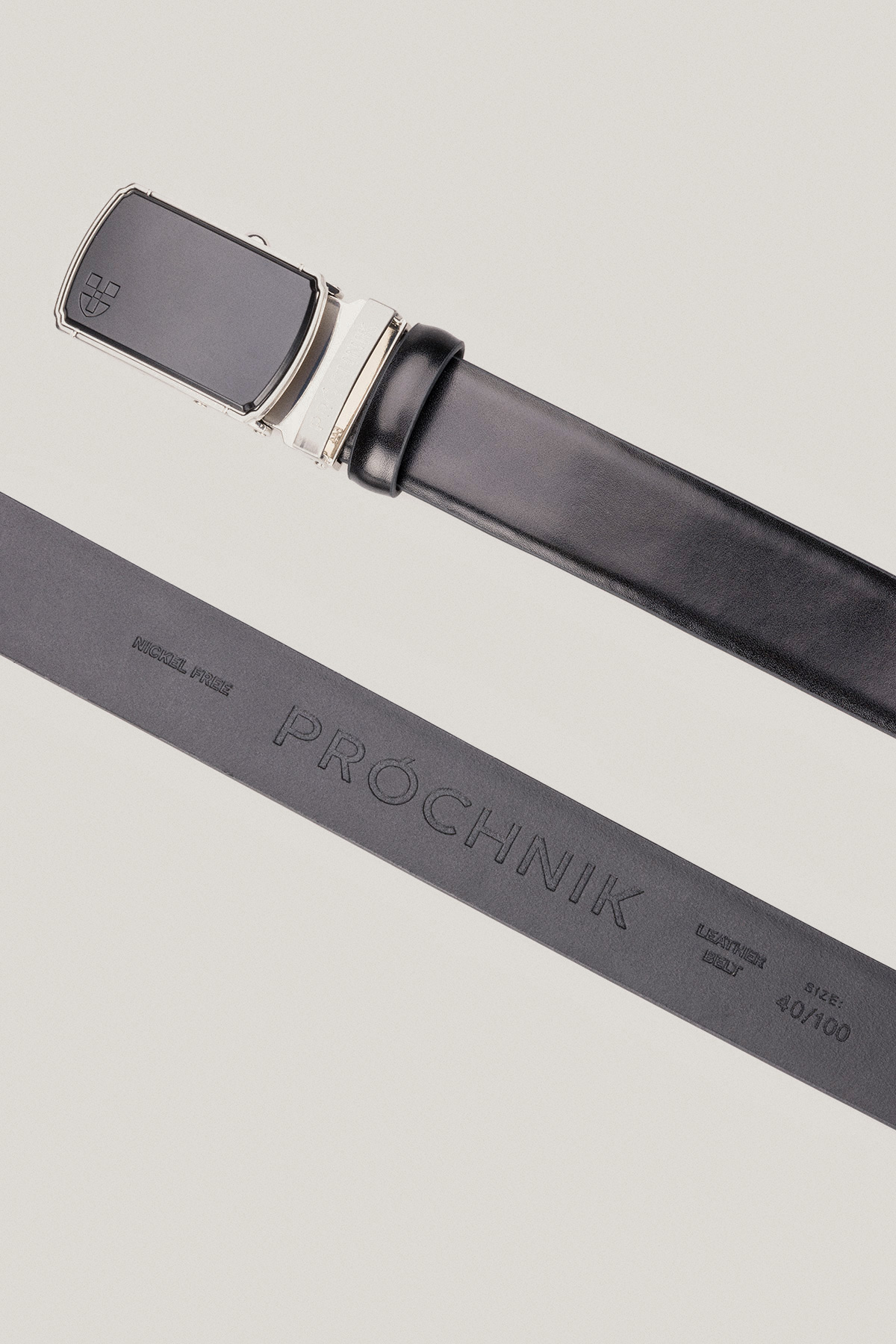 Pasek Skórzany Czarny z Klamrą Automatyczną PM2