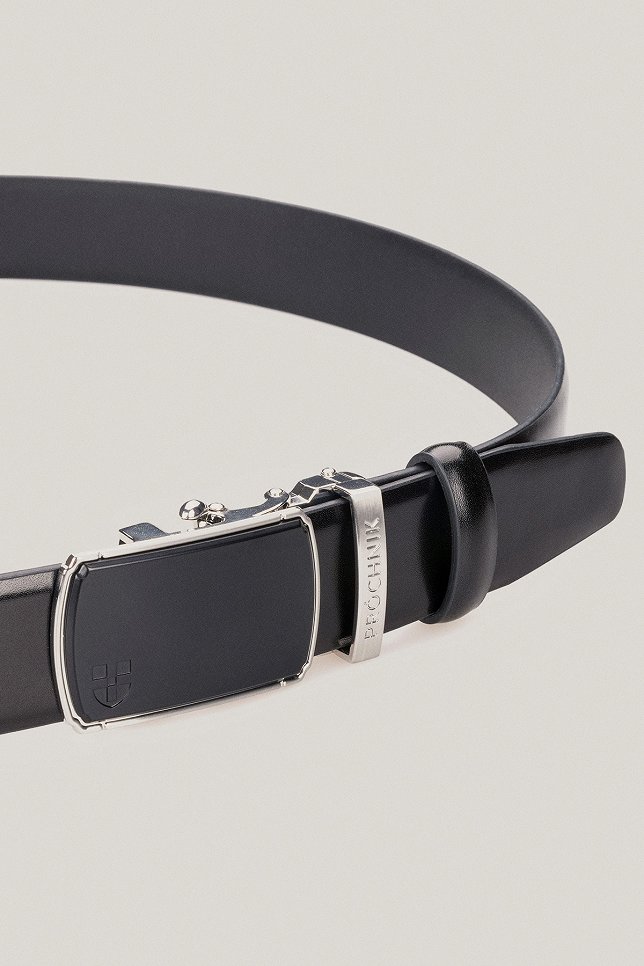 Pasek Skórzany Czarny z Klamrą Automatyczną PM2