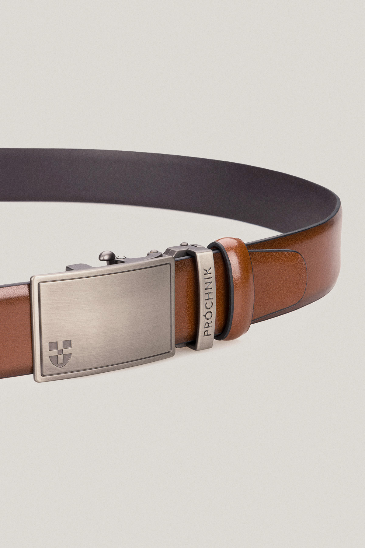 Pasek Skórzany Brązowy z Klamrą Automatyczną PM4