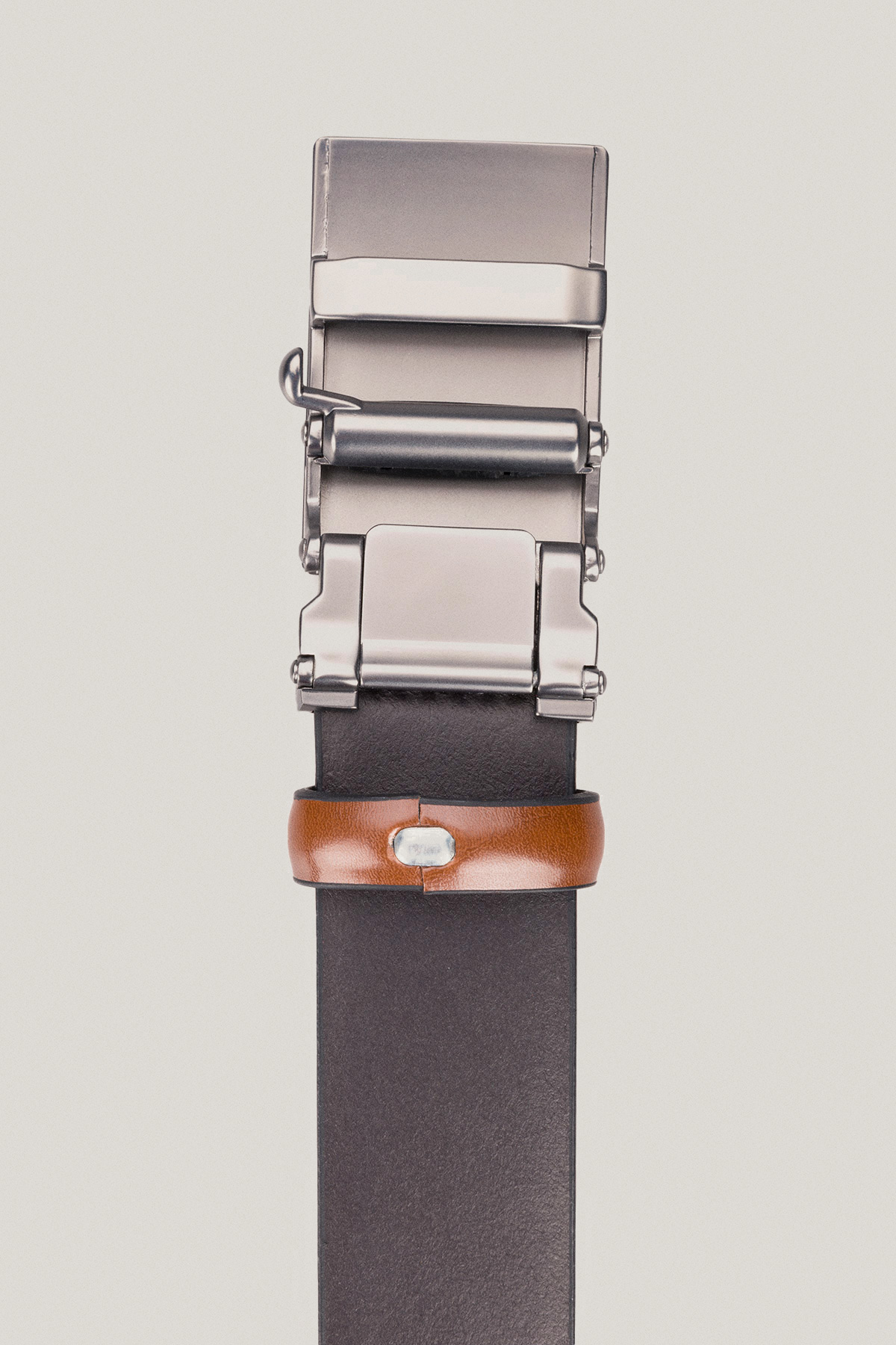 Pasek Skórzany Brązowy z Klamrą Automatyczną PM6