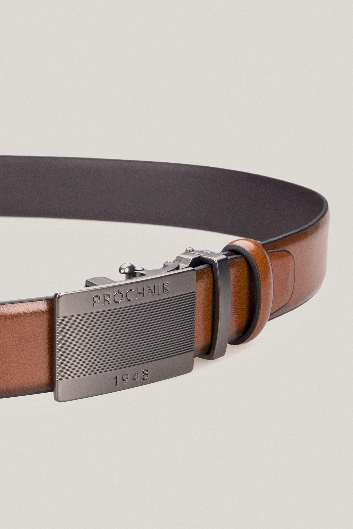 Pasek Skórzany Brązowy z Klamrą Automatyczną PM6