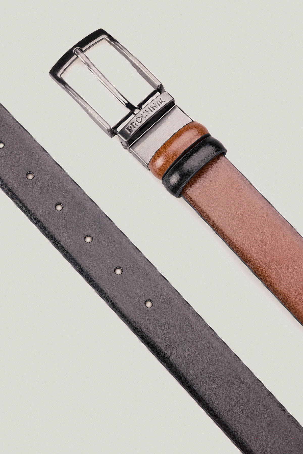 Pasek Dwustronny Brązowo-Czarny z Klamrą Klasyczną PM7