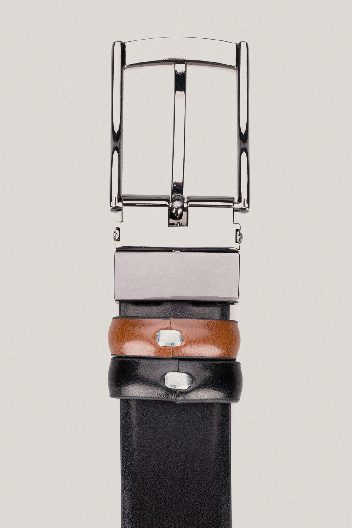 Pasek Dwustronny Brązowo-Czarny z Klamrą Klasyczną PM7