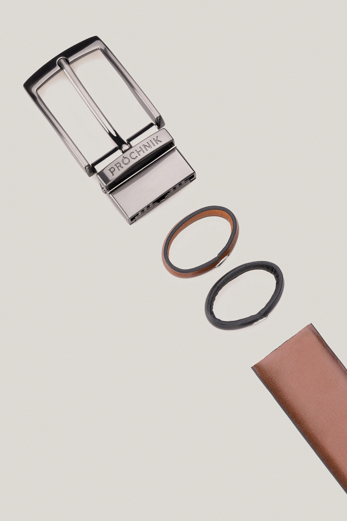 Pasek Dwustronny Brązowo-Czarny z Klamrą Klasyczną PM7